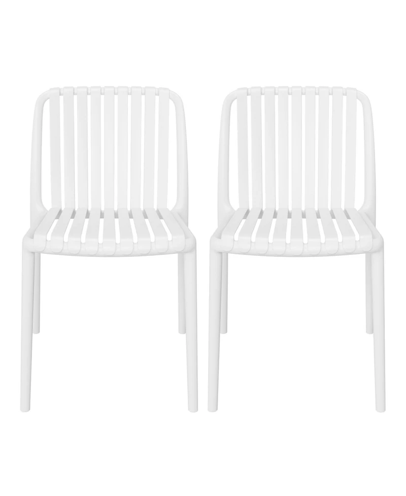 Outdoor Stackable Polypropylene Plastic Dining Side Chairs (Set of 2)