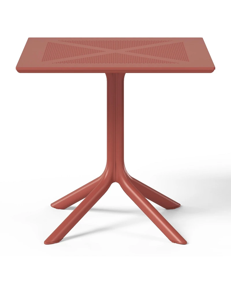 5-Piece Outdoor Resin Square Patio Dining Table Set with Modern Stackable Patio Dining Chairs