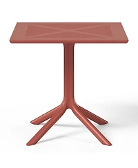 5-Piece Outdoor Resin Square Patio Dining Table Set with Modern Stackable Patio Dining Chairs