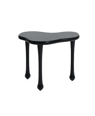 LuxenHome Black Wood Irregular Shape 19.9-Inch Tall Side Table