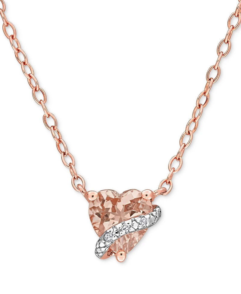 Gemstone Heart-Shaped Pendant Necklace in Rose Gold-Plated Sterling Silver, 18"