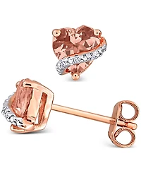 Morganite (1-1/3 ct. t.w.) & Diamond Accent Heart Stud Earrings in Rose-Plated Sterling Silver
