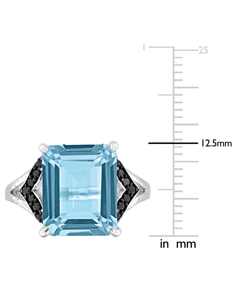 Blue Topaz (7-3/8 ct. t.w.) & Black Sapphire (3/8 Statement Ring Sterling Silver