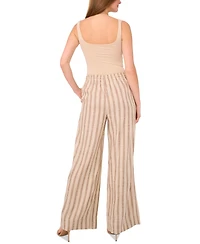 1.state Women's Striped Drawstring Wide-Leg Pants