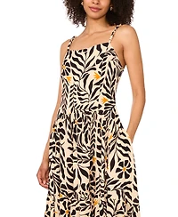 1.state Women's Floral-Print High-Low Maxi Dress
