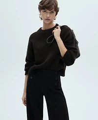 Mango Women's Buttons Detail Wide Leg Pants