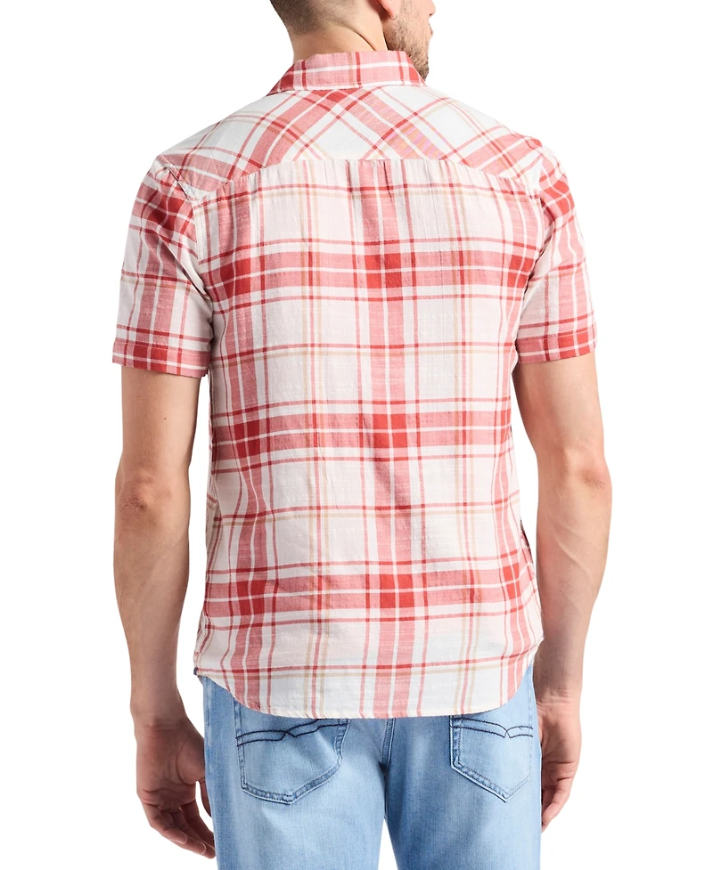 Men's Sagrino Fitted Short Sleeve Plaid Button-Front Shirt