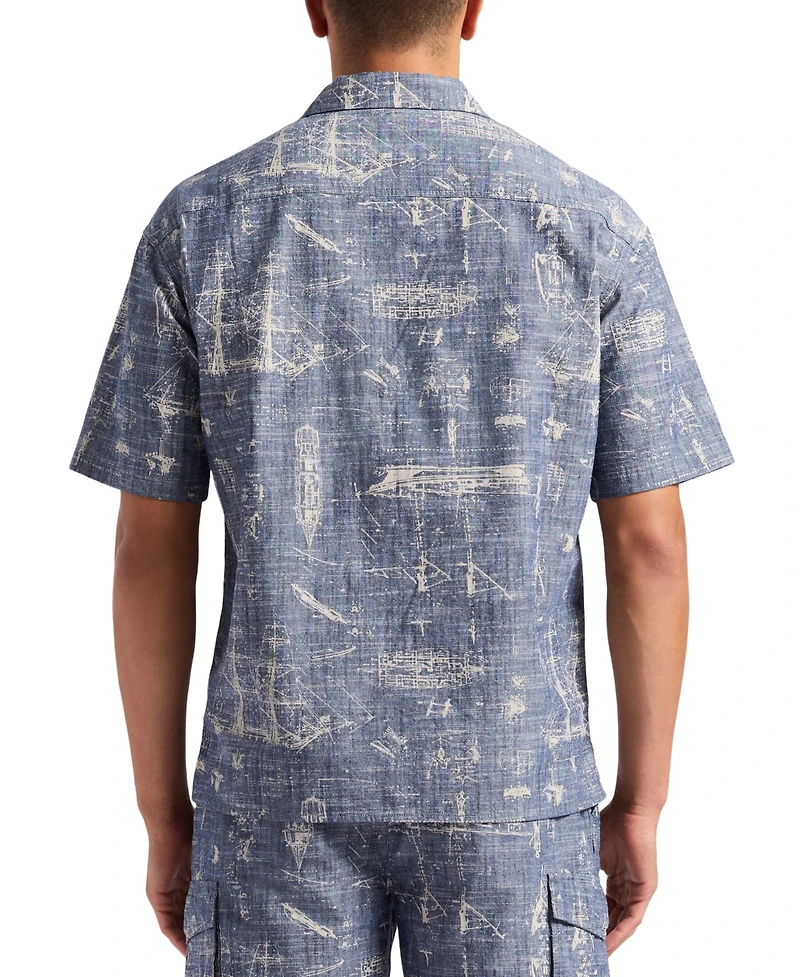 Men's Sonix Relaxed-Fit Nautical-Print Button-Down Camp Shirt
