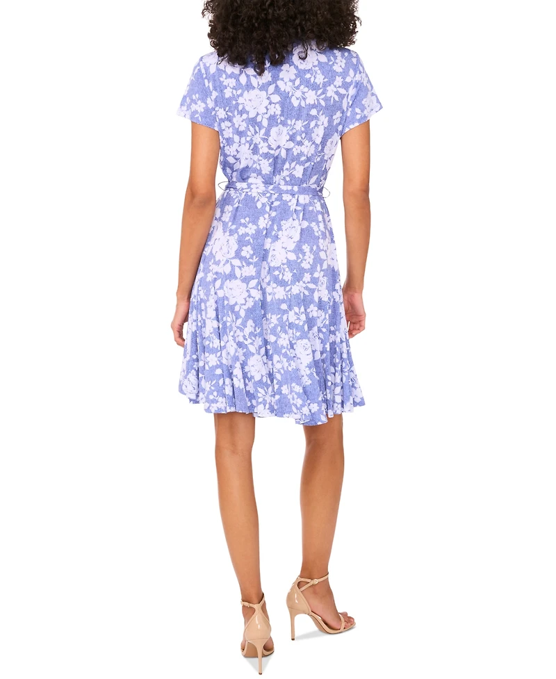 Msk Petite Button-Front Tie-Waist Jersey Shirtdress