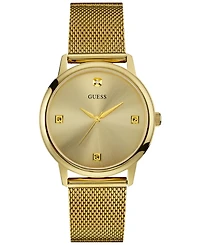 Guess Men's Diamond Accent Gold-Tone Stainless Steel Mesh Bracelet Watch 40mm U0280G3