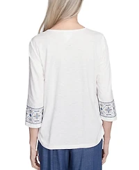 Alfred Dunner Petite Summer Solstice Embroidered Top