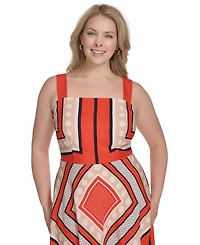 Eliza J Plus Printed Square-Neck Maxi Dress