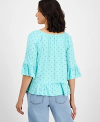 Style & Co Women's Printed On-Off Shoulder Top