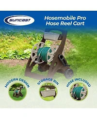 Suncast 225 Foot Capacity Durable Hosemobile Pro Garden Hose Reel Cart, Mocha