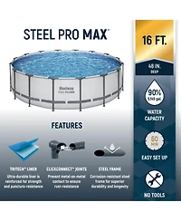 Bestway Steel Pro Max 16'x48" Round Above Ground Swimming Pool with Pump & Cover