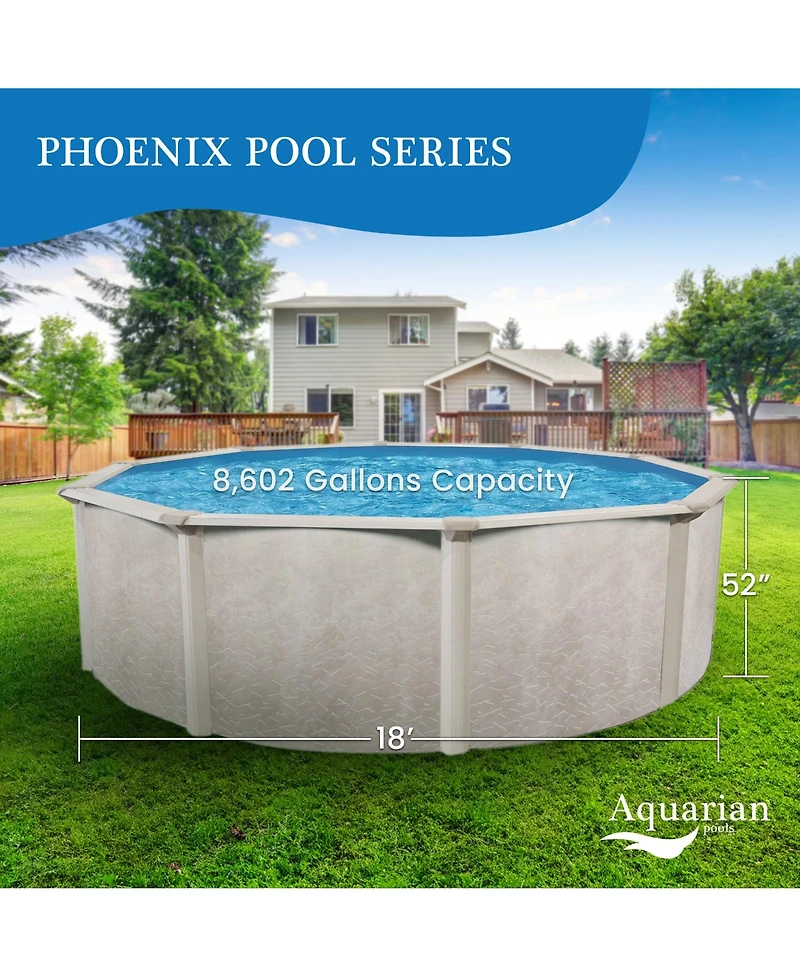 Aquarian Phoenix 18' x 52" Above Ground Swimming Pool w/Pump, Ladder & Hardware