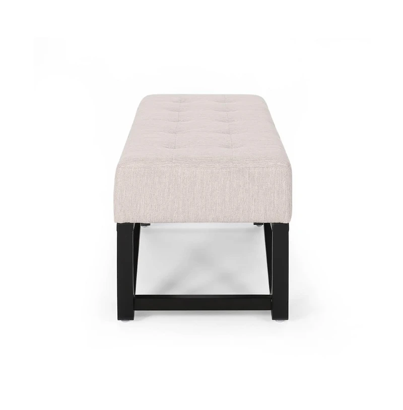 Upholstered Bench with Black Geometric Legs and Modern Bentwood Frame for Living Room or Bedroom-The Pop Home