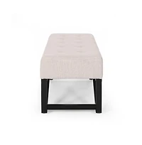 Upholstered Bench with Black Geometric Legs and Modern Bentwood Frame for Living Room or Bedroom-The Pop Home