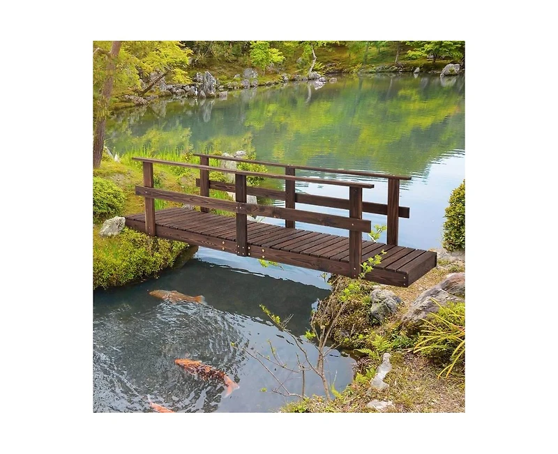 Garden Bridge with Handrails for Outdoor Landscaping and Decorative Pathways