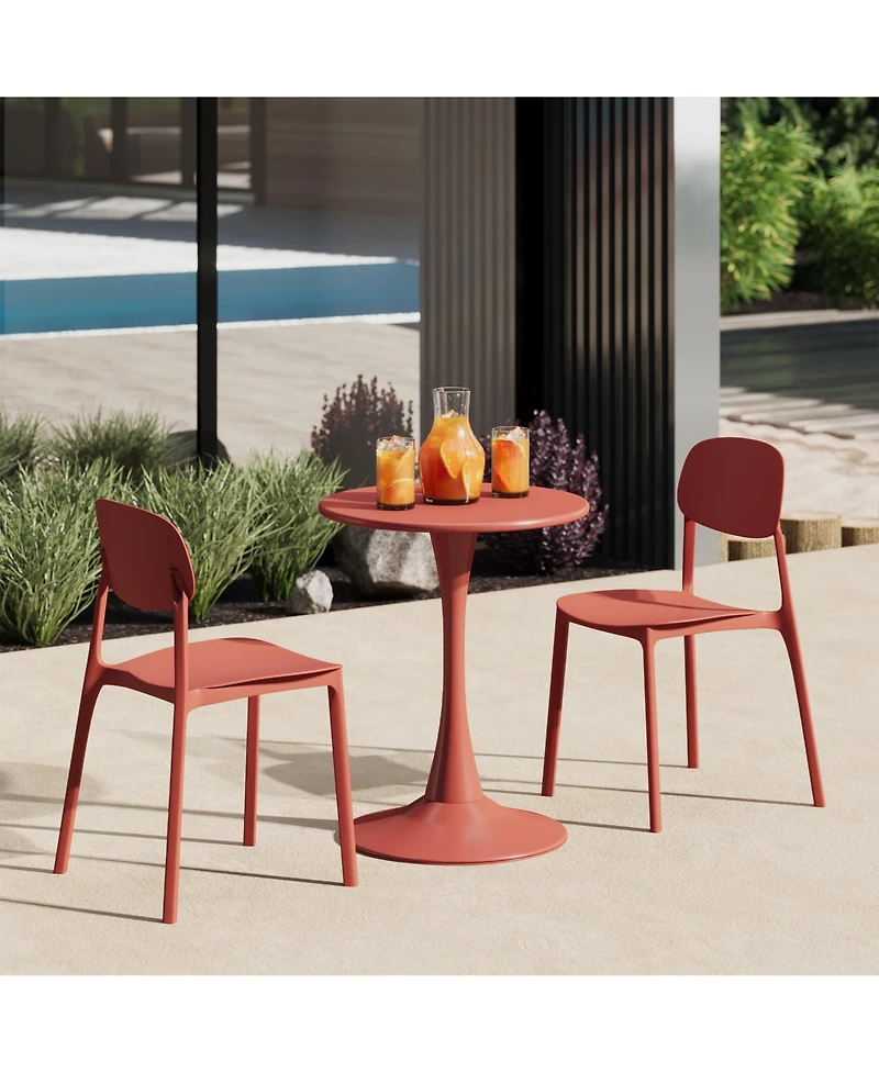 Modern Stackable Polypropylene Plastic Patio Dining Chair (Set of 2)