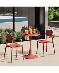 Modern Stackable Polypropylene Plastic Patio Dining Chair (Set of 2)
