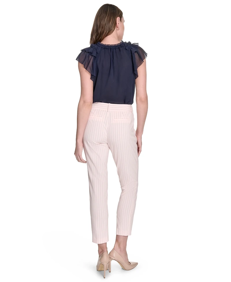 Tommy Hilfiger Women's Pinstripe Mid Rise Slim-Leg Pants