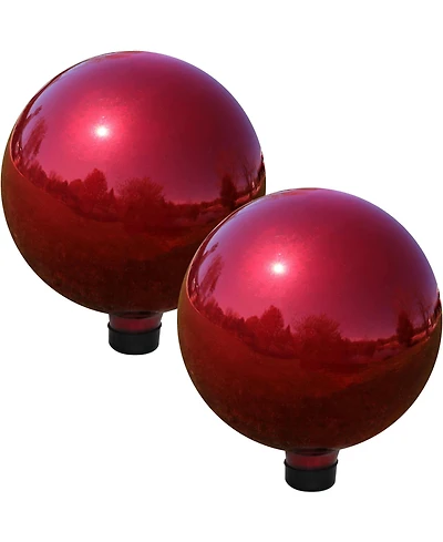 Indoor/Outdoor Reflective Mirrored Surface Garden Gazing Globe Ball with Stemmed Bottom and Rubber Cap - 10" Diameter