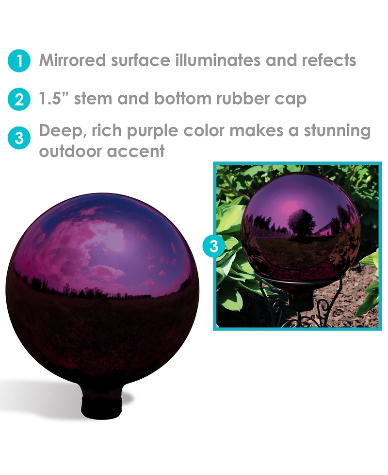 Indoor/Outdoor Reflective Mirrored Surface Garden Gazing Globe Ball with Stemmed Bottom and Rubber Cap
