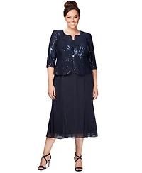 Alex Evenings Plus Sequined Chiffon Dress and Jacket