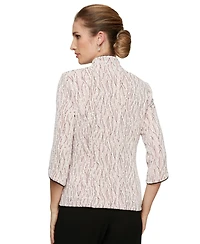 Alex Evenings Printed Piped 3/4-Sleeve Two-Piece Glitter Top & Jacket