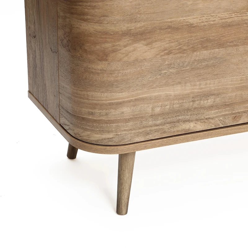 LuxenHome Natural Oak Manufactured Wood 3-Door 53.3-Inch Wide Buffet Cabinet