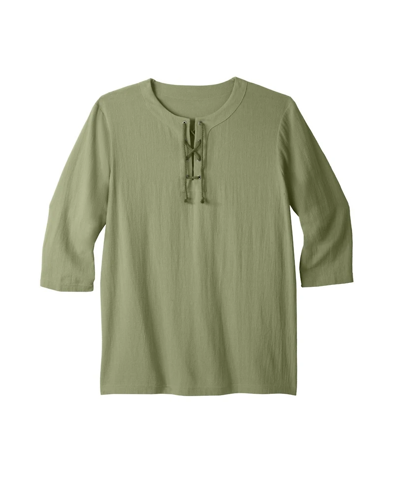 KingSize Big & Tall Gauze Lace-Up Shirt
