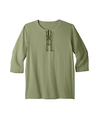 KingSize Big & Tall Gauze Lace-Up Shirt