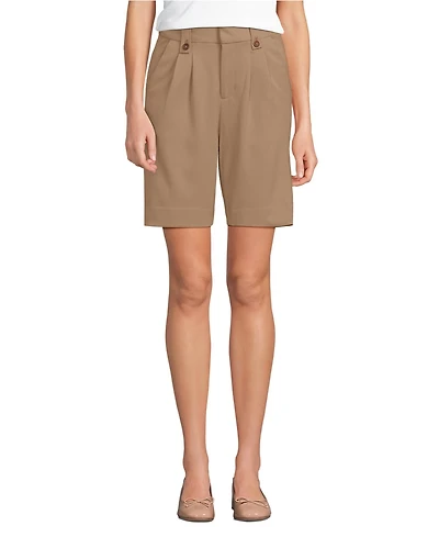 Lands' End Women's Soft Polish High Rise Pleated 10" Shorts