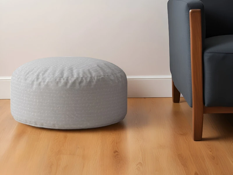 Textured Cotton Round Pouf Ottoman – Comfortable & Chic