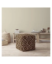 Cotton Damask Pouf Ottoman for Living Room and Bedroom Seating