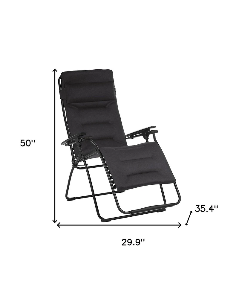 Reclining Steel Zero Gravity Chair with Cushion for Lawn Deck and Poolside