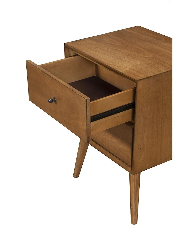 Mid-Century Modern Wood Nightstand with 2 Drawers for Bedroom Storage