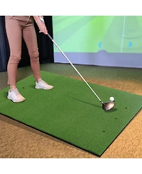 25mm Artificial Turf Golf Practice Mat with 2 Rubber Tees and 2 Alignment Sticks, Portable Indoor/Outdoor