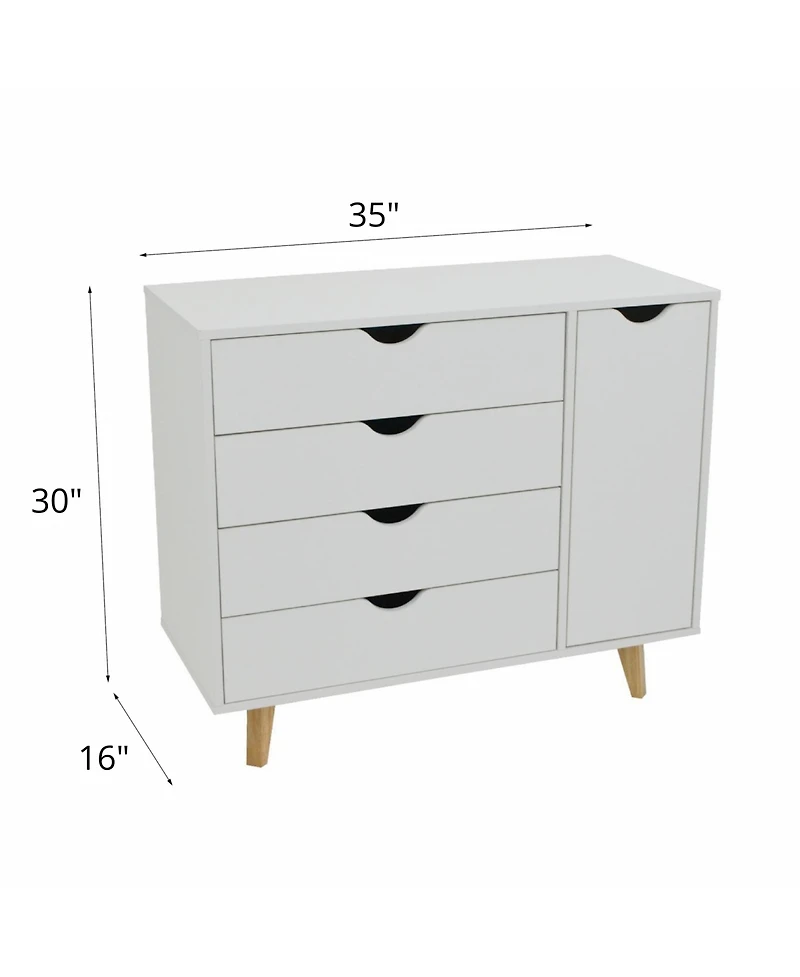 Solid Wood 4-Drawer Combo Dresser – Versatile Storage