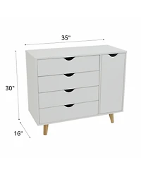 Solid Wood 4-Drawer Combo Dresser – Versatile Storage