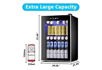 Zafro Mini Fridge Beverage Cooler - 128-Can Capacity with Glass Door for Soda, Beer, or Wine