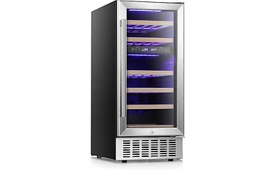 Zafro 15" Under Counter Beverage Refrigerator with Dual Zone Temperature Control, Freestanding or Built-in, Stainless Steel Finish, Double-Layer Tempe