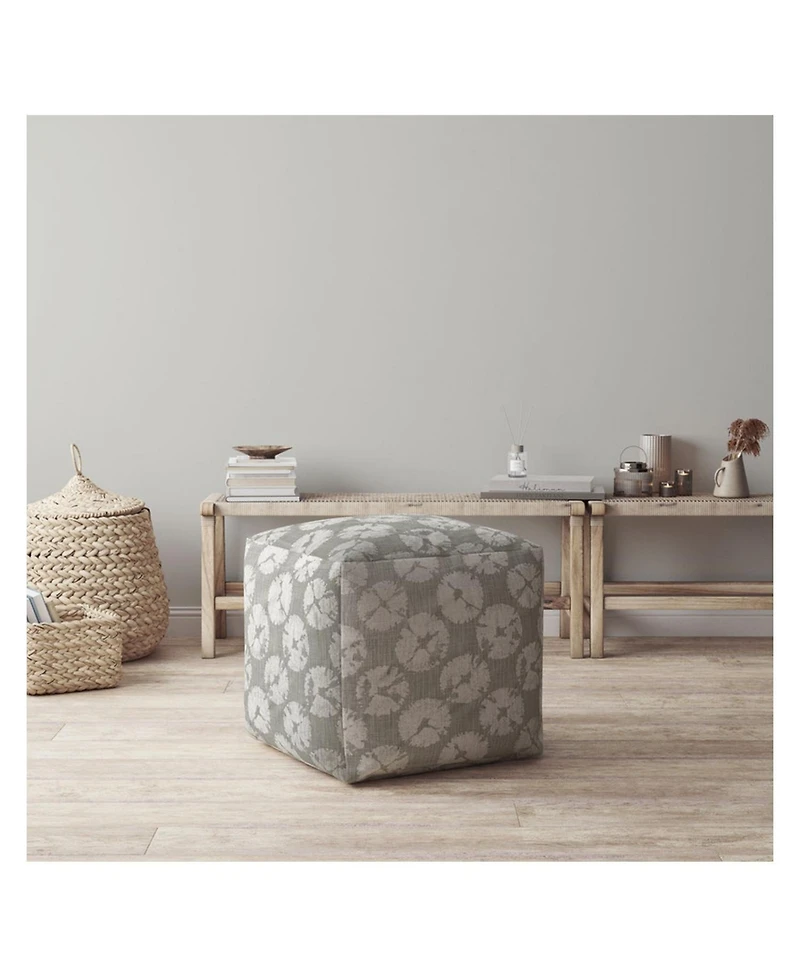 Canvas Floral Pouf Ottoman for Living Room and Bedroom Seating
