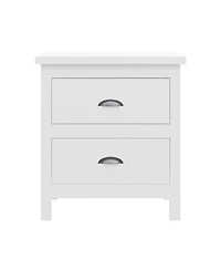 Two Drawer Nightstand with Solid Wood Top for Bedroom Storage