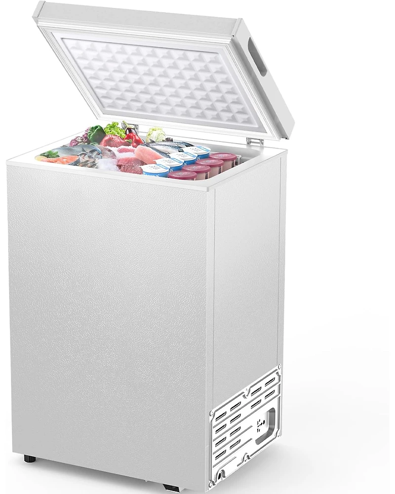 Zafro 1.8 Cu. Ft. Chest Freezer – This compact, freestanding freezer features a removable basket, adjustable temperature control, and a top-ope