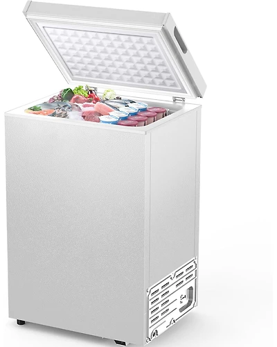 Zafro 1.8 Cu. Ft. Chest Freezer – This compact, freestanding freezer features a removable basket, adjustable temperature control, and a top-ope