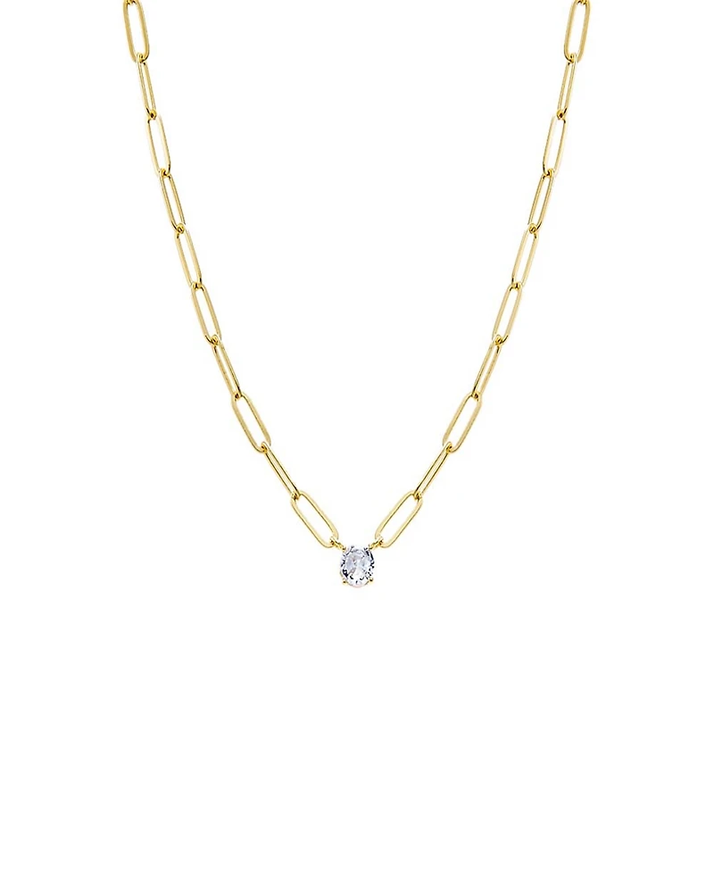By Adina Eden Cubic Zirconia Solitaire Four Prong Paperclip Necklace