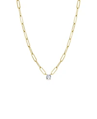 By Adina Eden Cubic Zirconia Solitaire Four Prong Paperclip Necklace