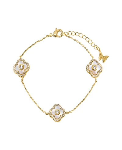 By Adina Eden Multi Pave Outlined Colored Stone Clover Bracelet